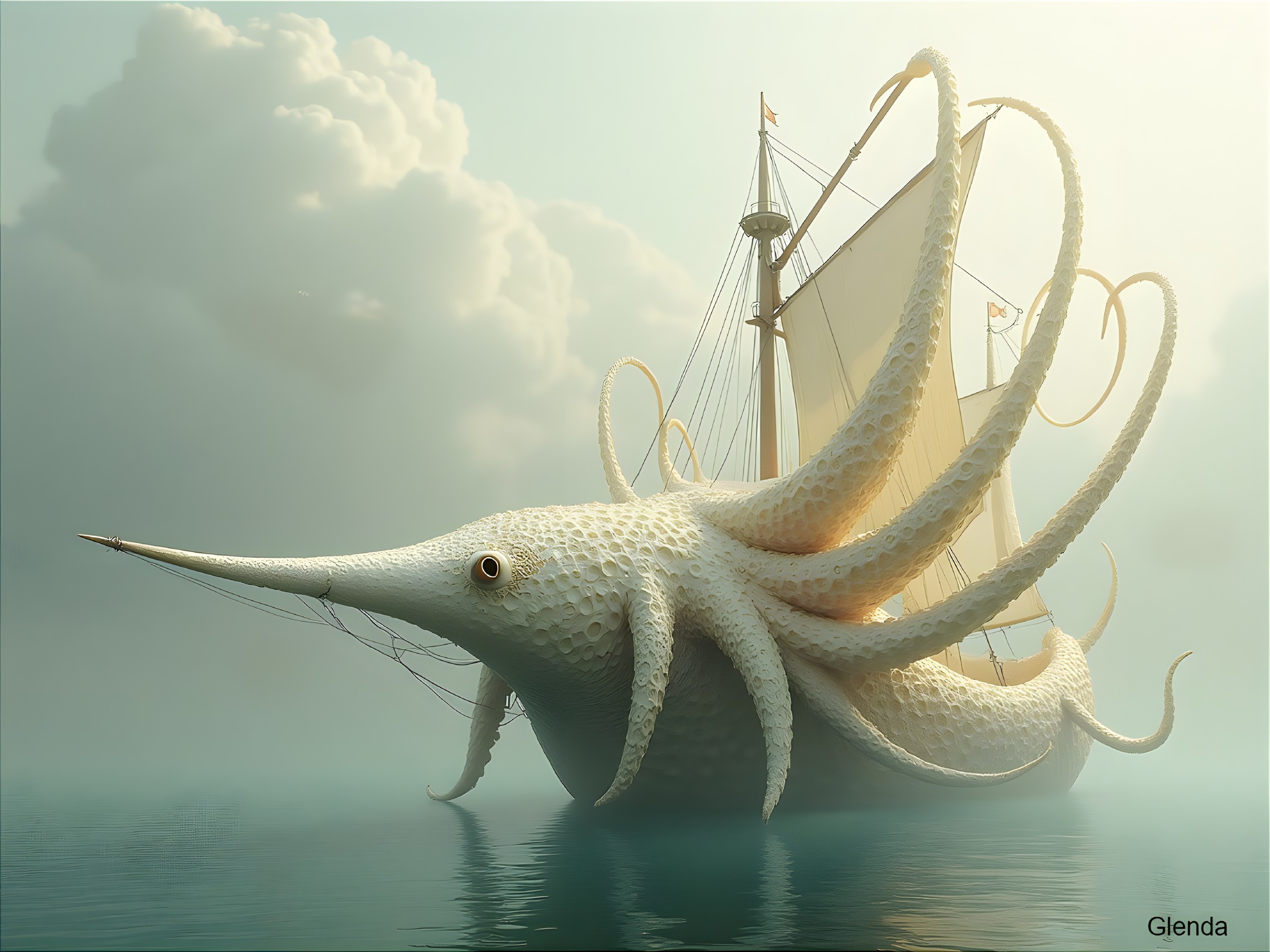 Fantastical Ship Resembles Marine Creature in Calm Waters