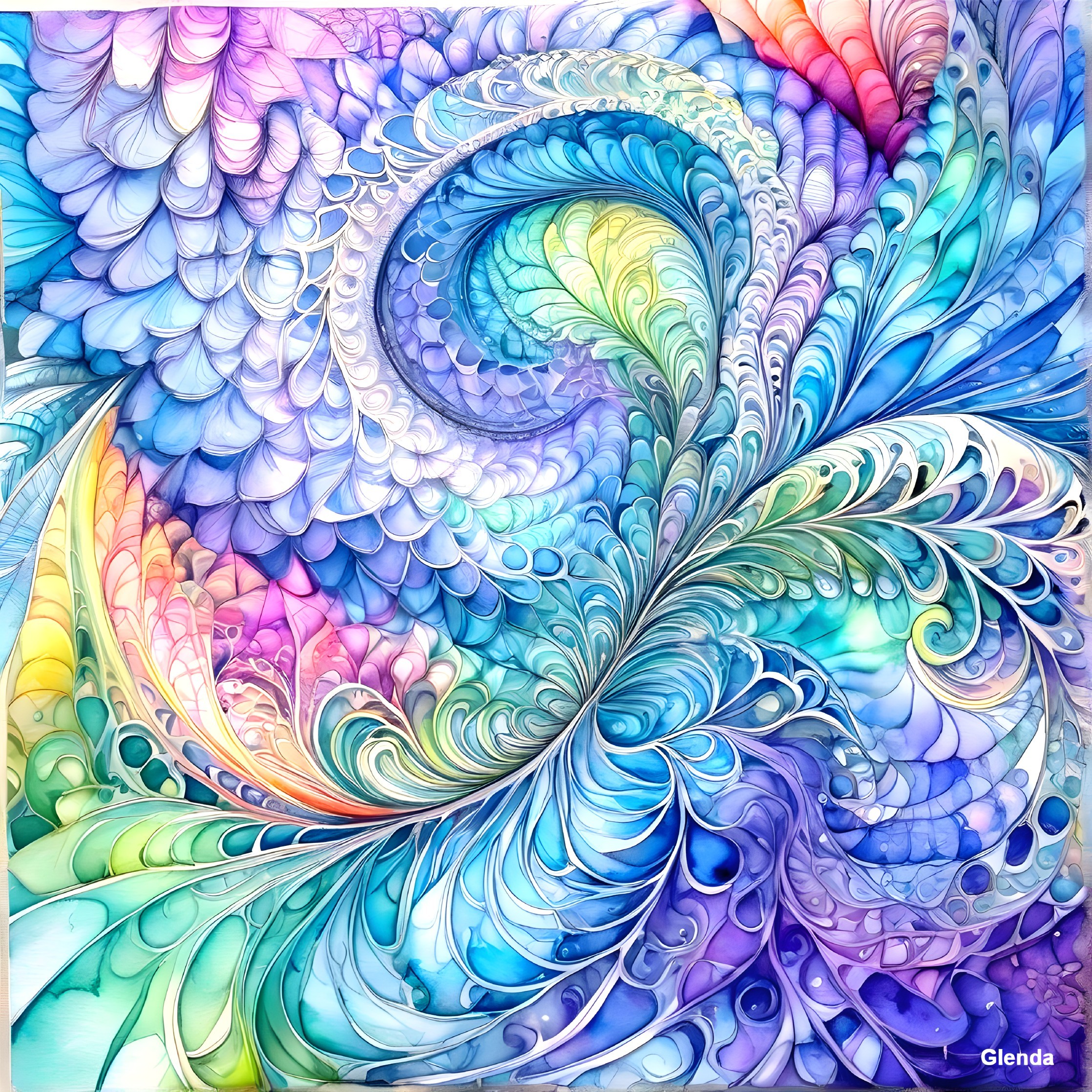 Vibrant Abstract Design with Blue, Pink, and Lavender