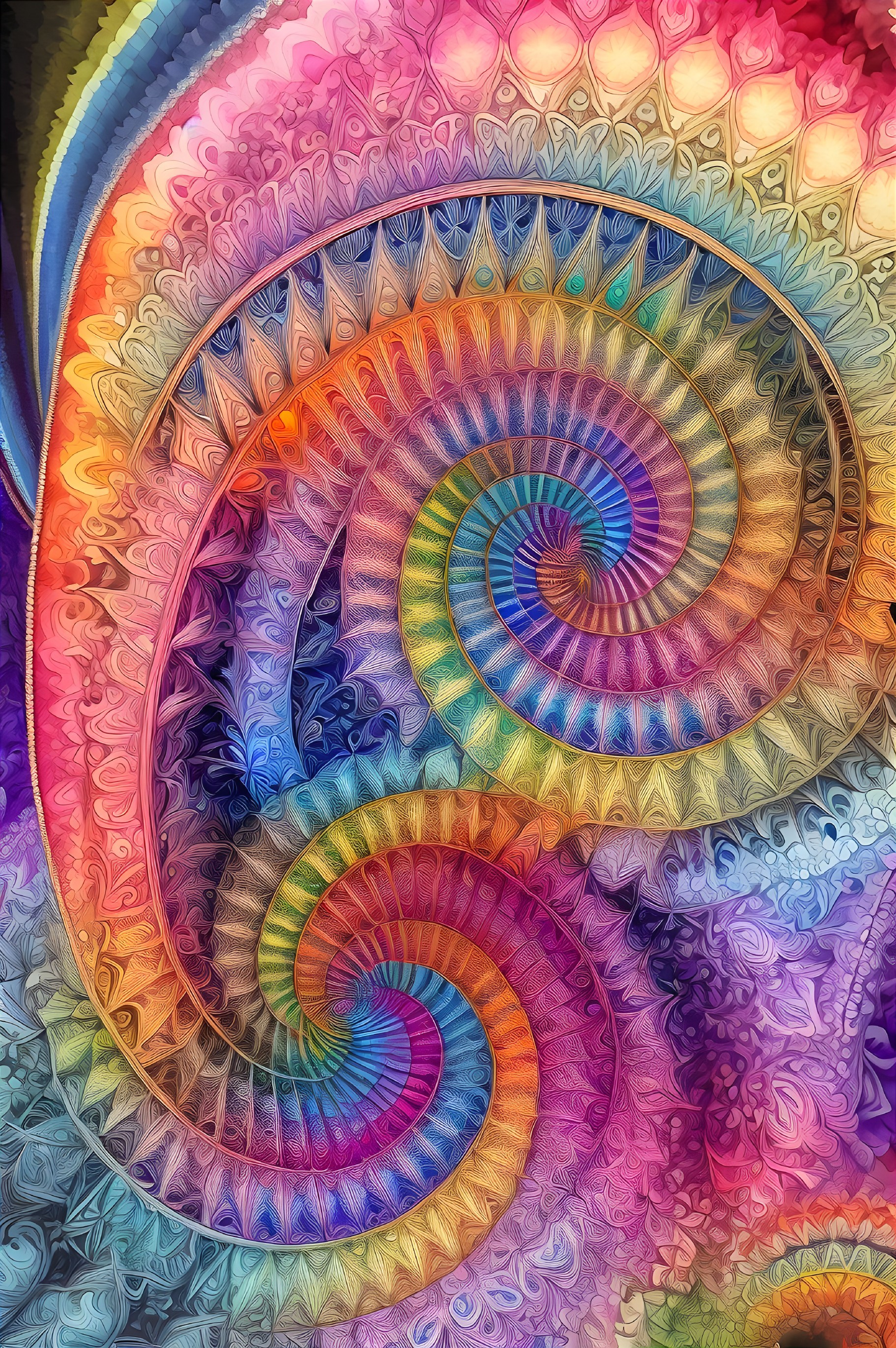 Vibrant Fractal Patterns in Purple, Blue, and Orange