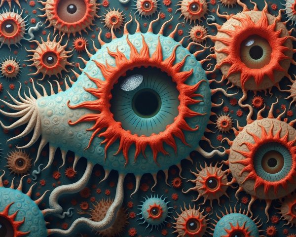 Surreal Artwork of Organic Shapes and Eye-like Structure