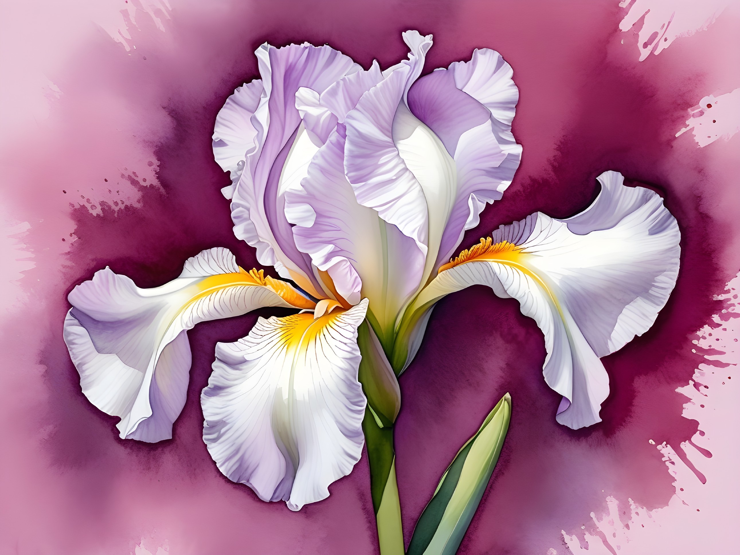 Close-up of Lavender and White Iris Flower Petals