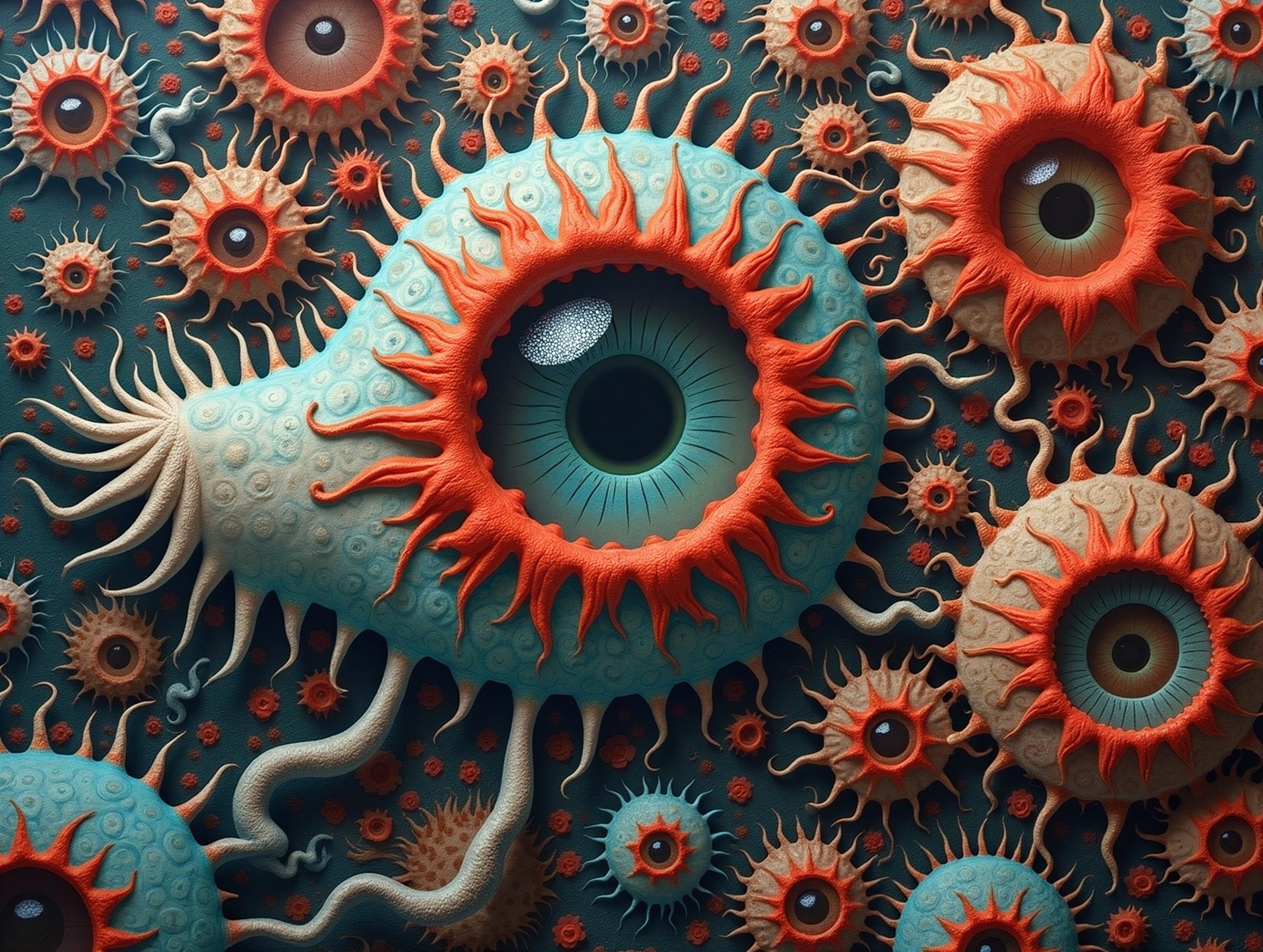 Surreal Artwork of Organic Shapes and Eye-like Structure