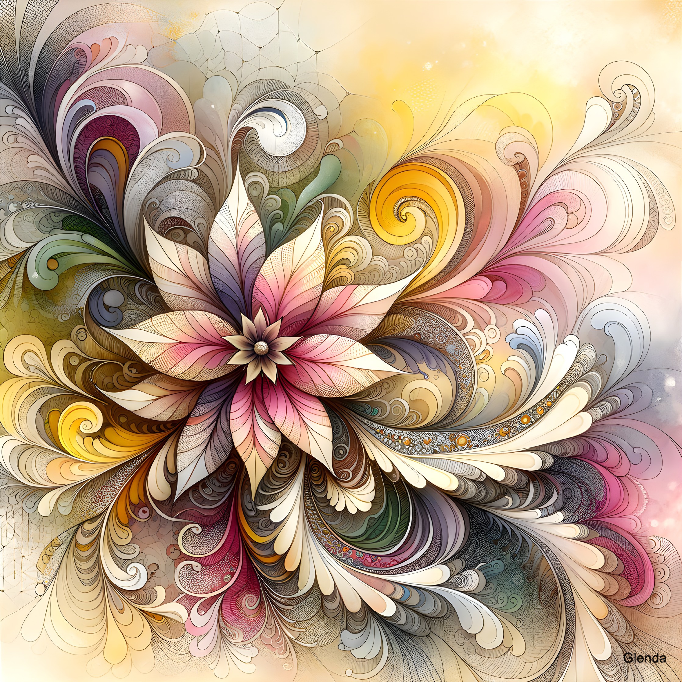Vibrant Pastel Floral and Abstract Design Elements