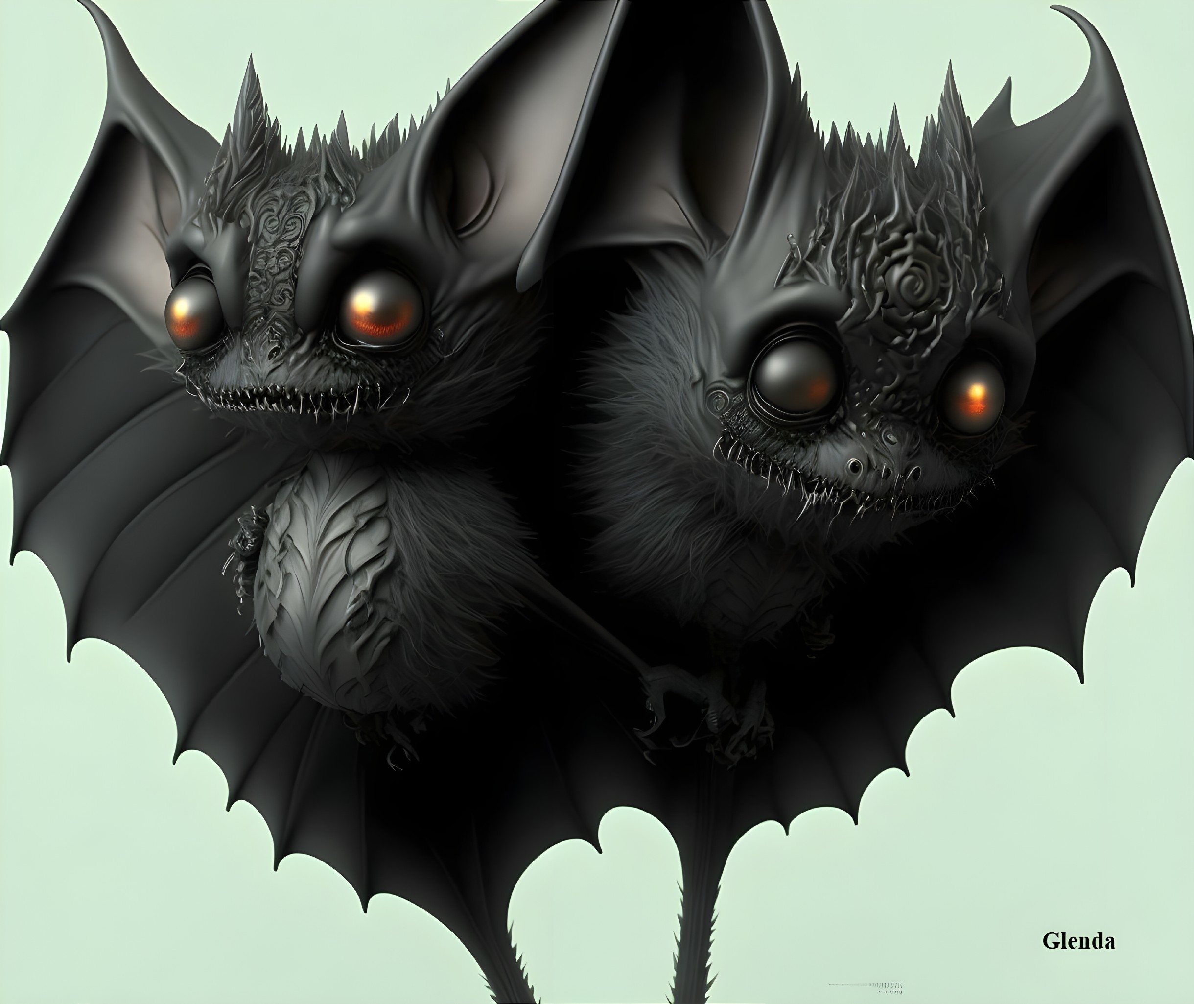 Whimsical Bat-Like Creatures with Glowing Eyes