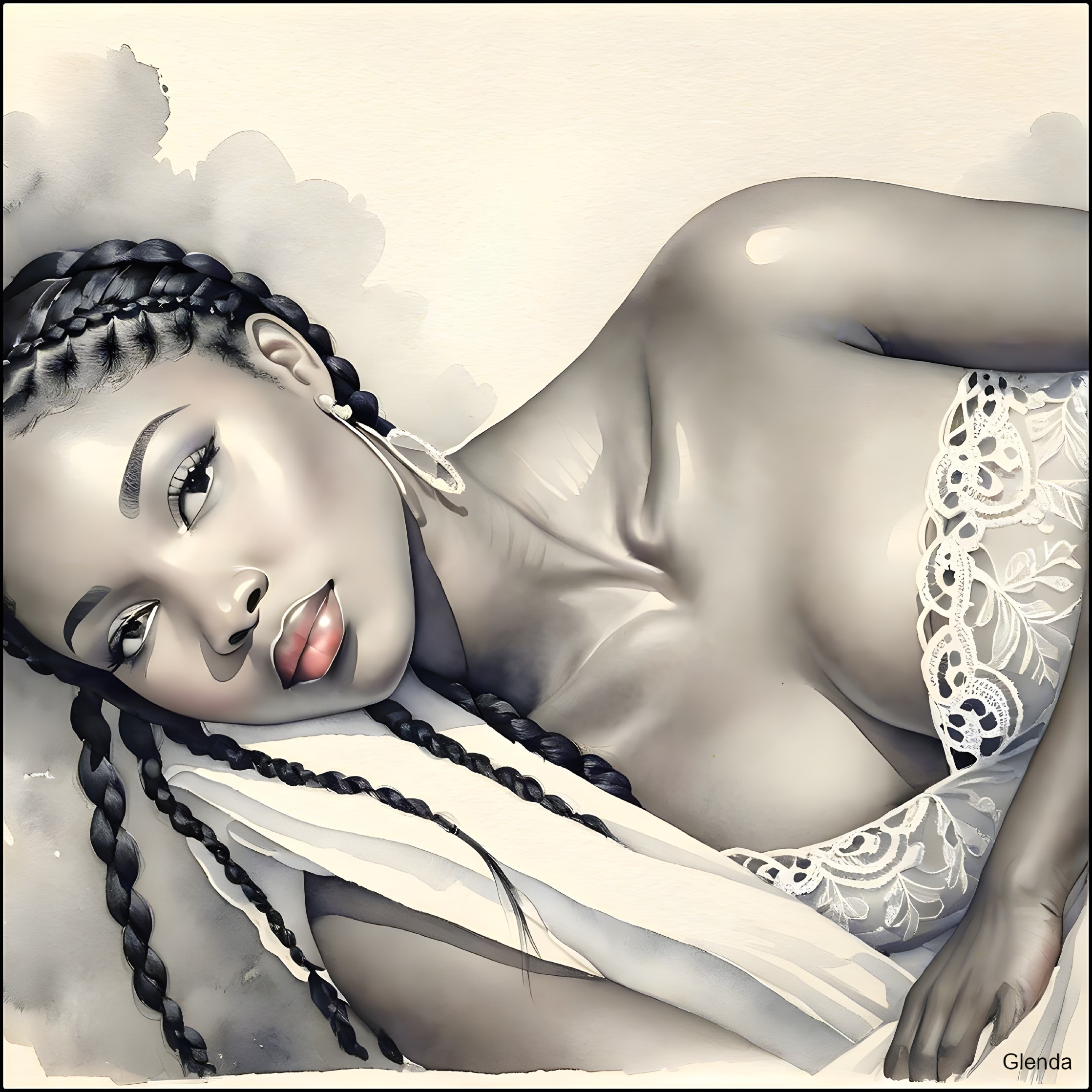 Serene Portrait of a Woman with Braided Hair