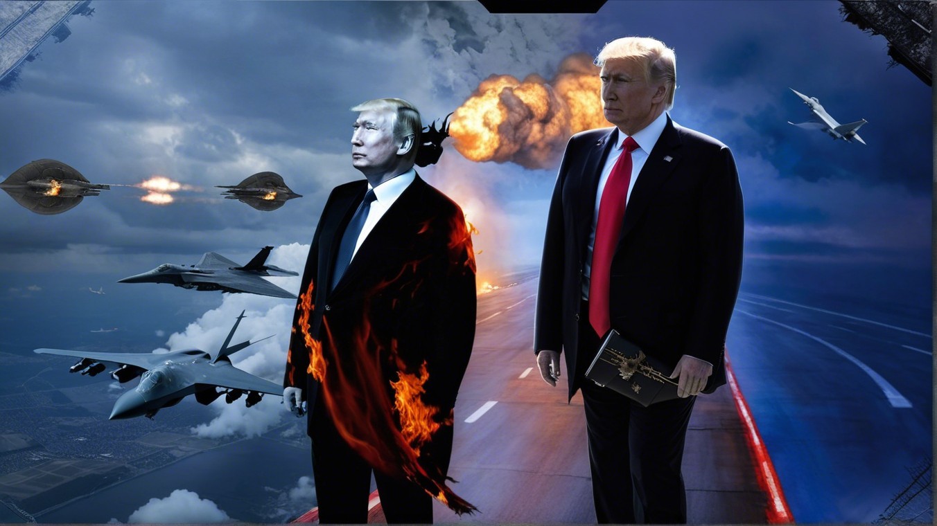 Surreal Scene of Dual Suited Figure in Flames