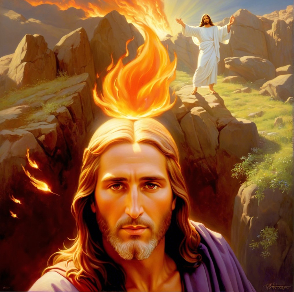 Radiant Jesus Figure in Dramatic Landscape Art