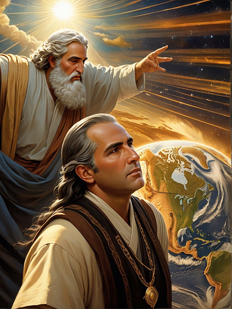 Celestial Scene with Divine Figure and Contemplative Man