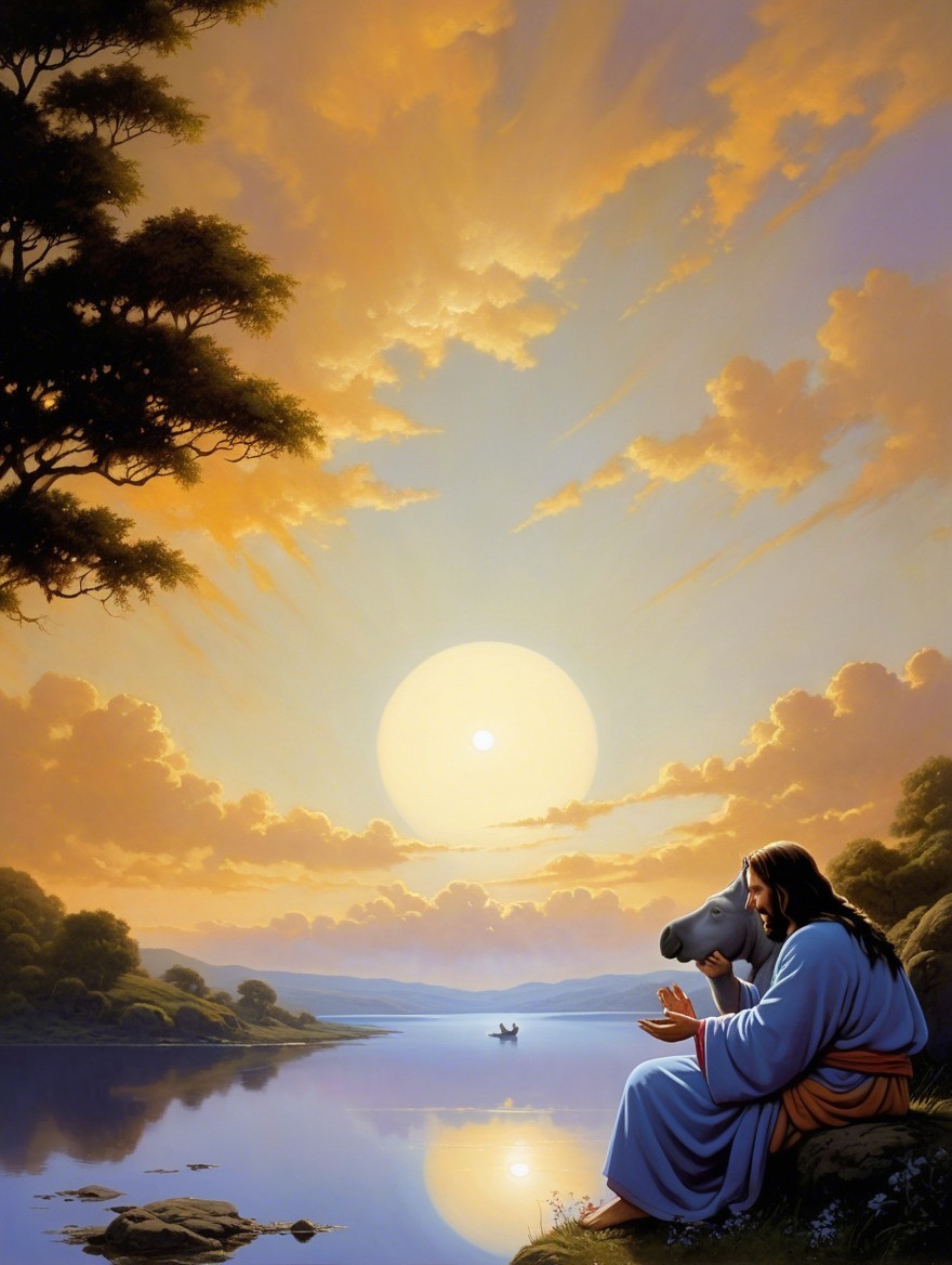 Twilight Serenity by a Tranquil Lake Scene