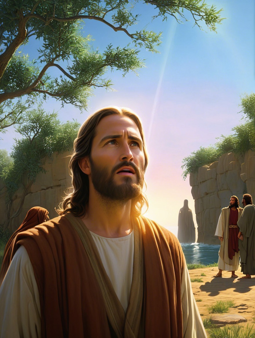 Serene Landscape with Radiant Sky and Thoughtful Figure