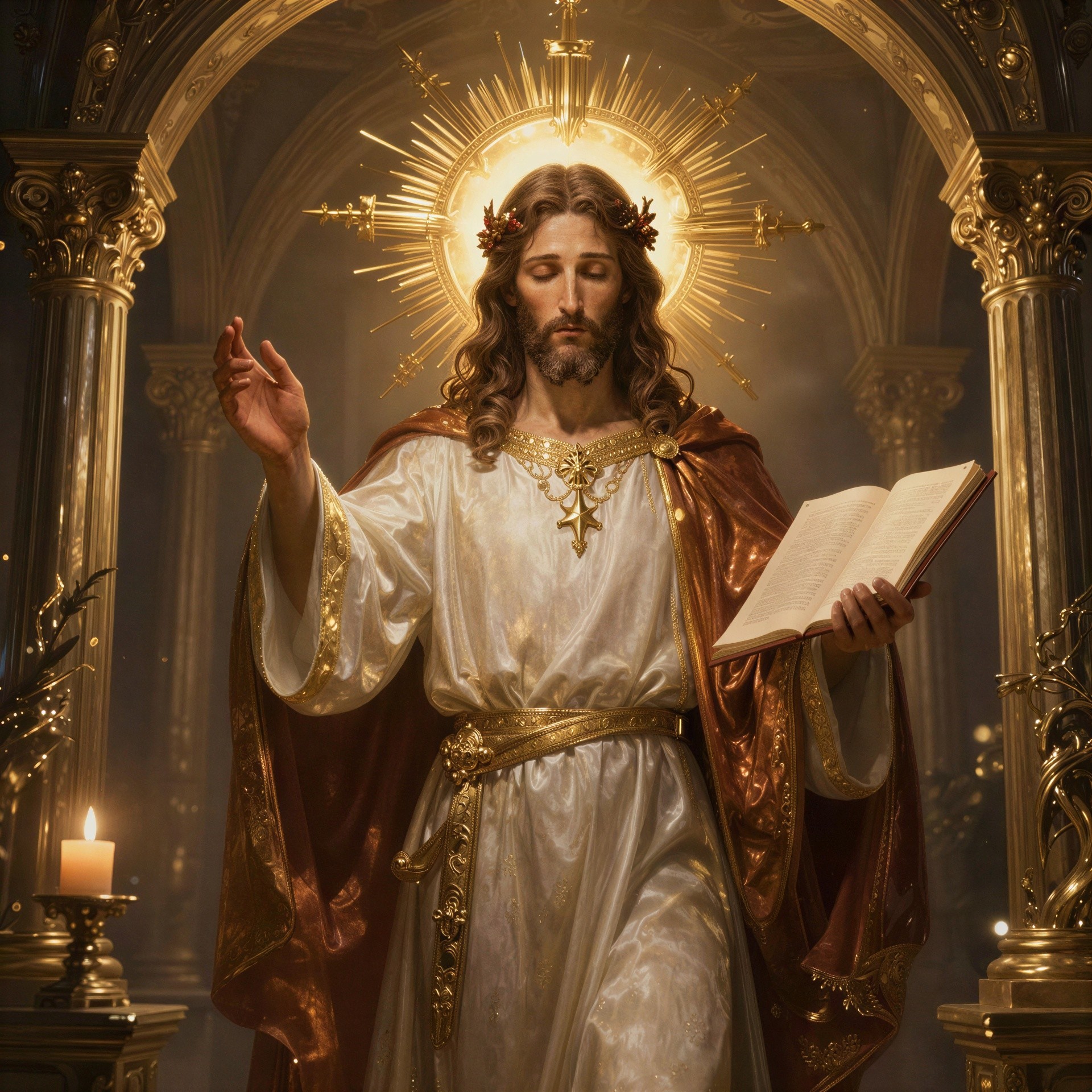 Detailed Digital Portrait of Jesus Christ in Halo