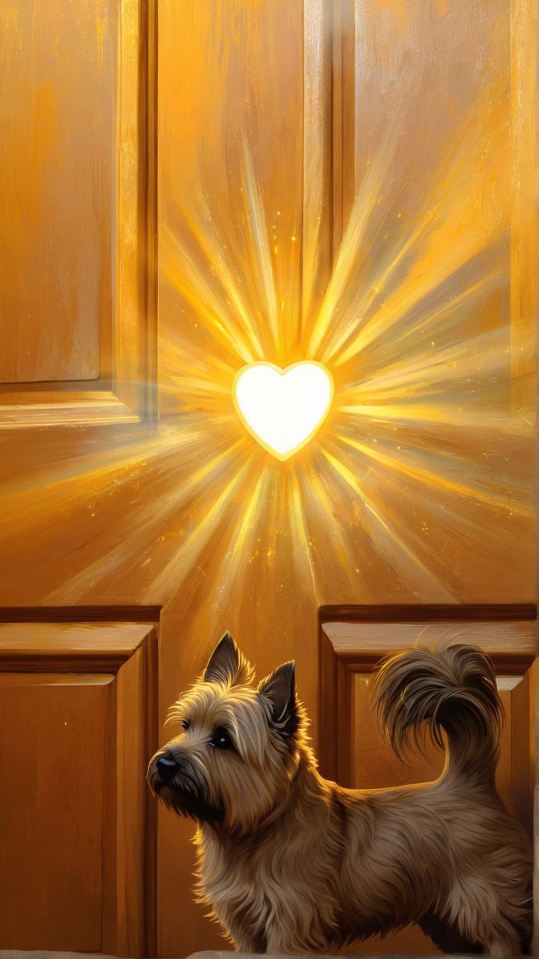 Golden Light from Heart-Shaped Keyhole on Wooden Door