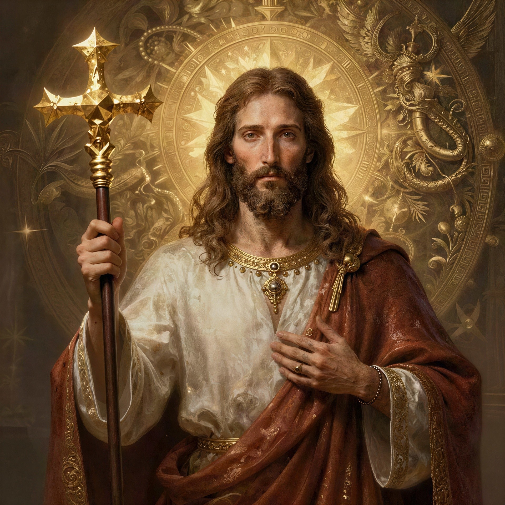 Detailed Portrait of Jesus Christ with Radiant Attire