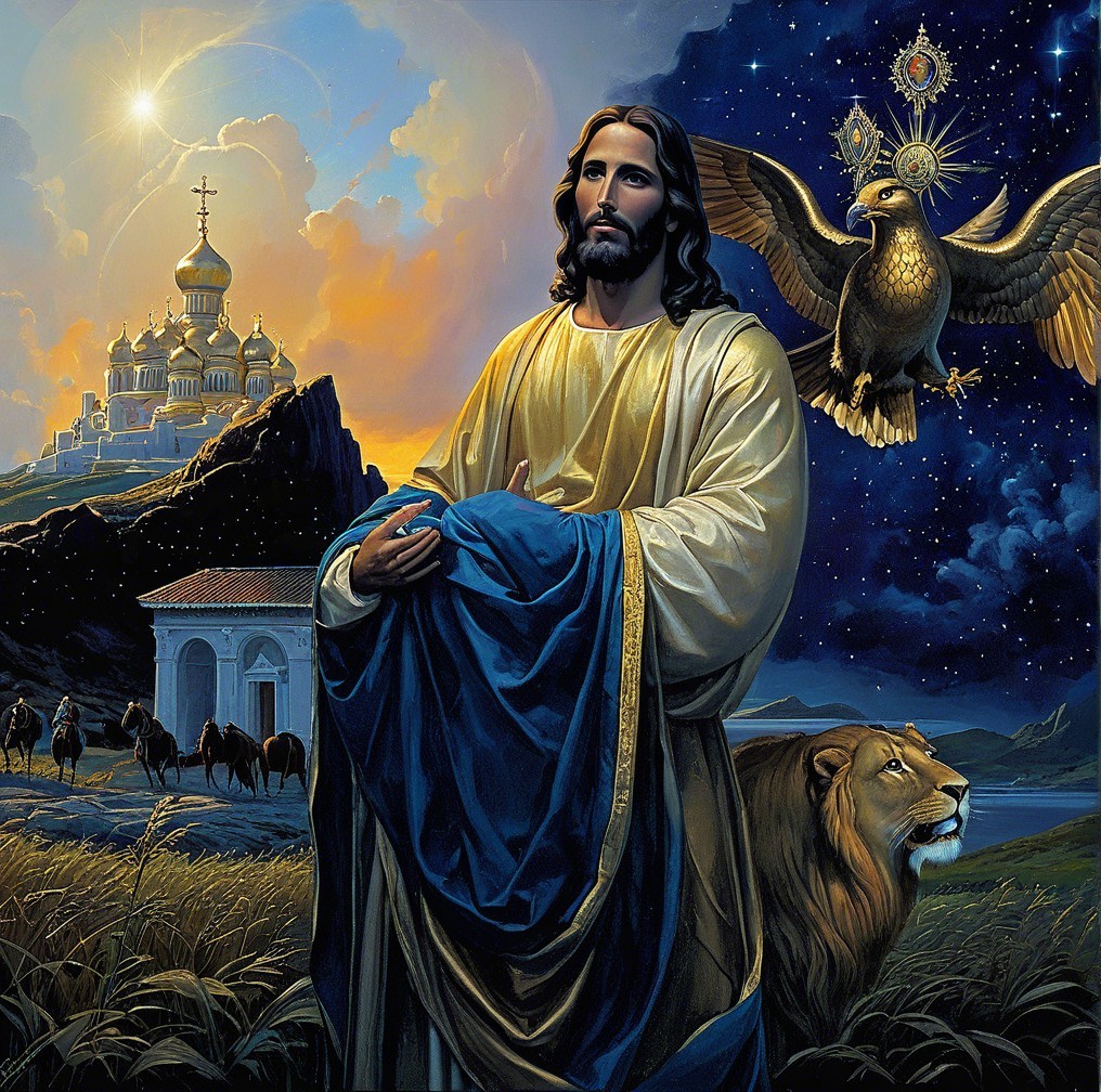 Serene Christ Figure in a Picturesque Landscape
