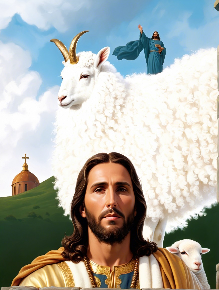 Serene Landscape with Sheep and Guiding Figure