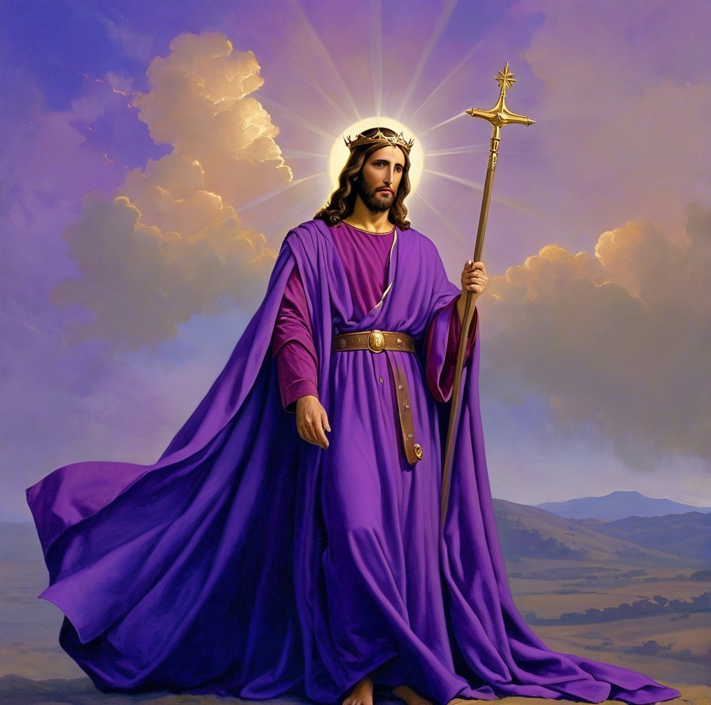 Majestic Figure in Purple Robe and Golden Crown