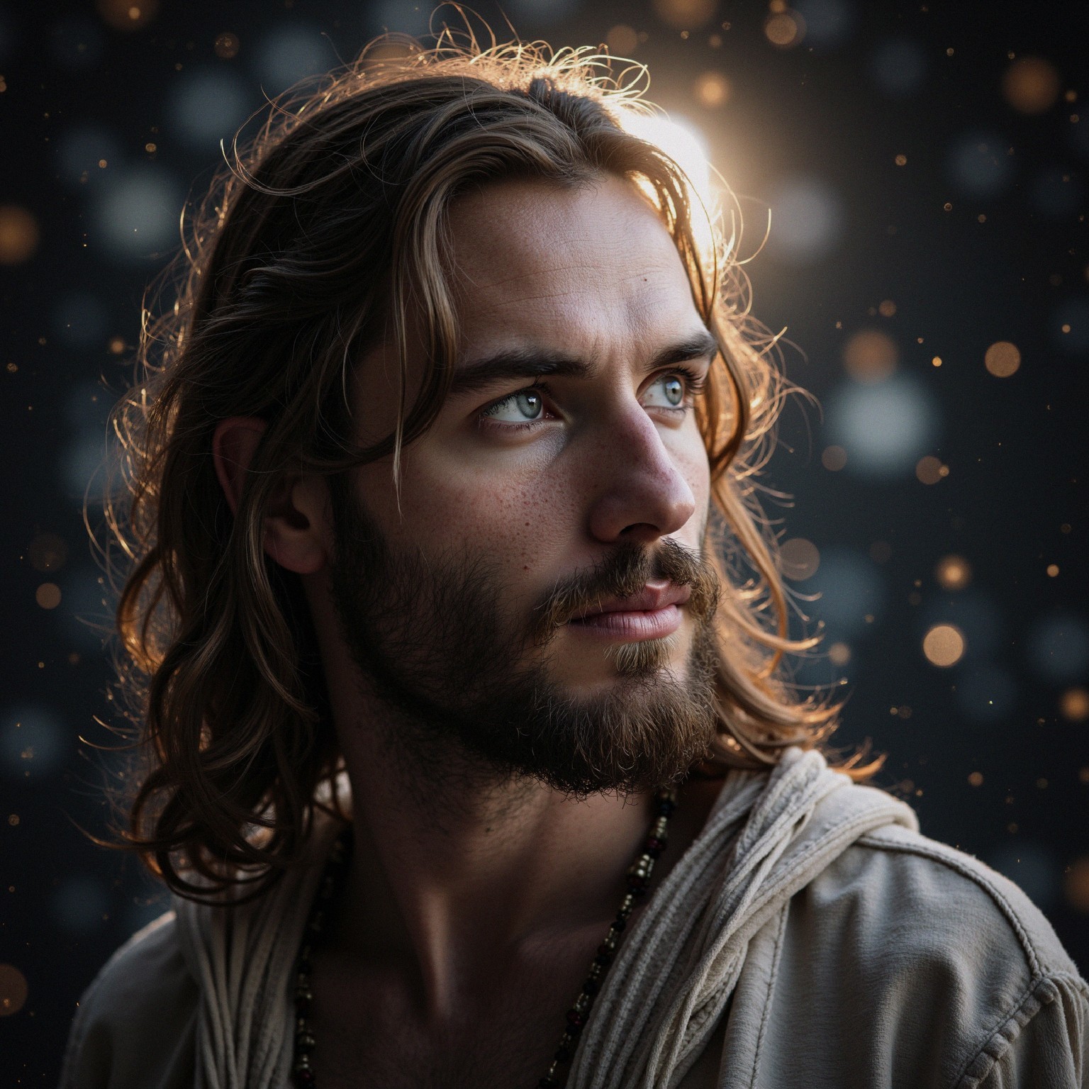 Contemplative Young Man in Soft, Warm Light