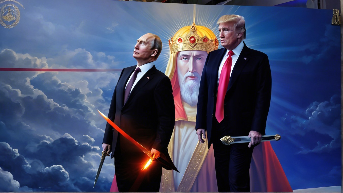 Figures with swords in a dramatic cloud backdrop