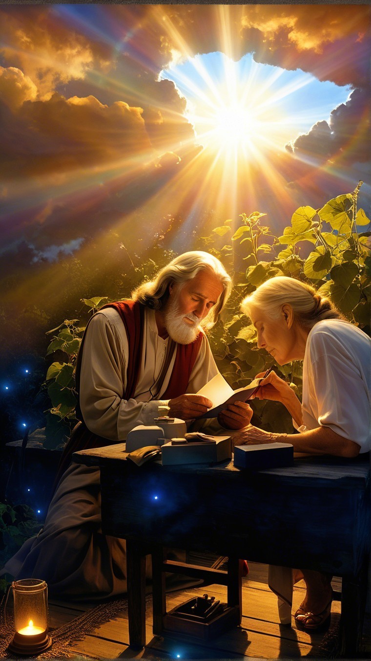 Elderly Man and Woman Sharing a Serene Moment Outdoors