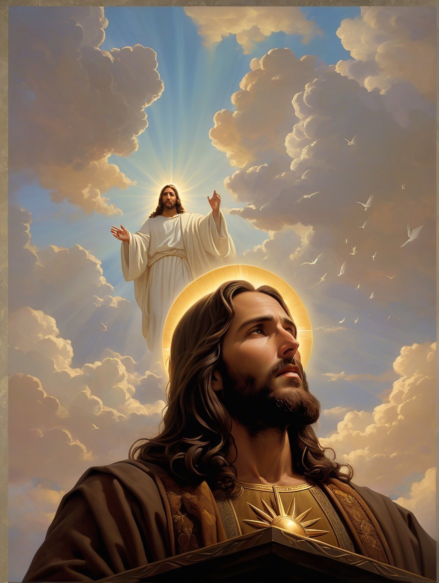 Divine Scene with Jesus Surrounded by Light and Doves