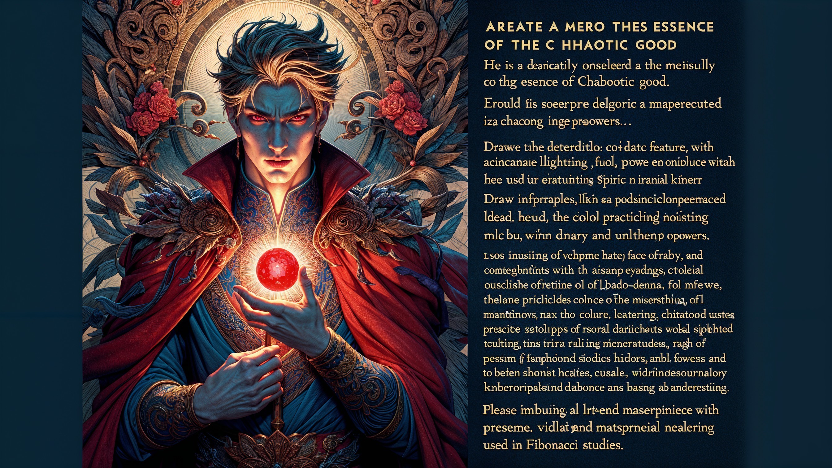 Mystical Figure with Blue Skin and Chaotic Energy Orb