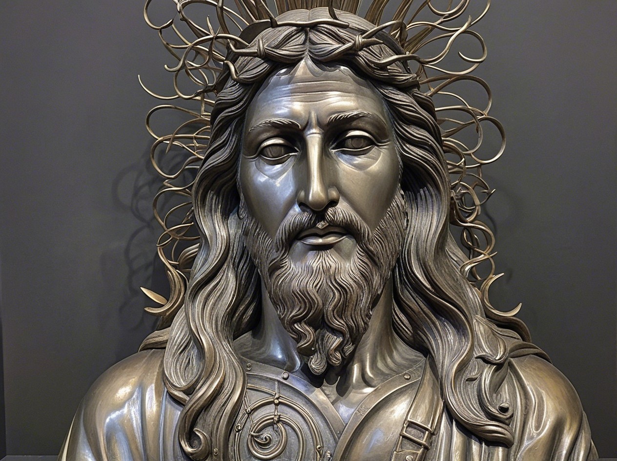 Intricate Bronze Statue of Jesus Christ with Halo