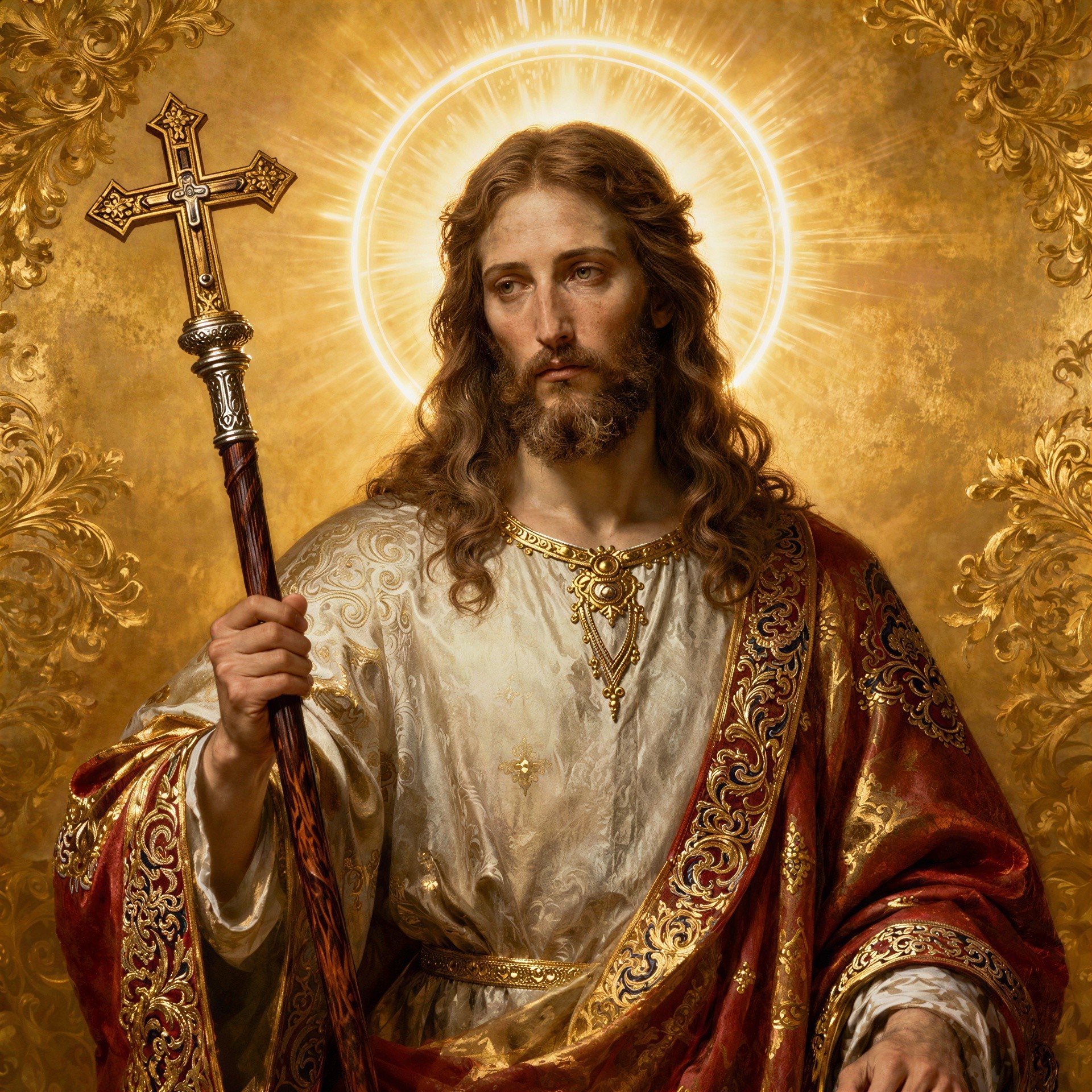 Detailed Oil Painting of Jesus Christ with Halo