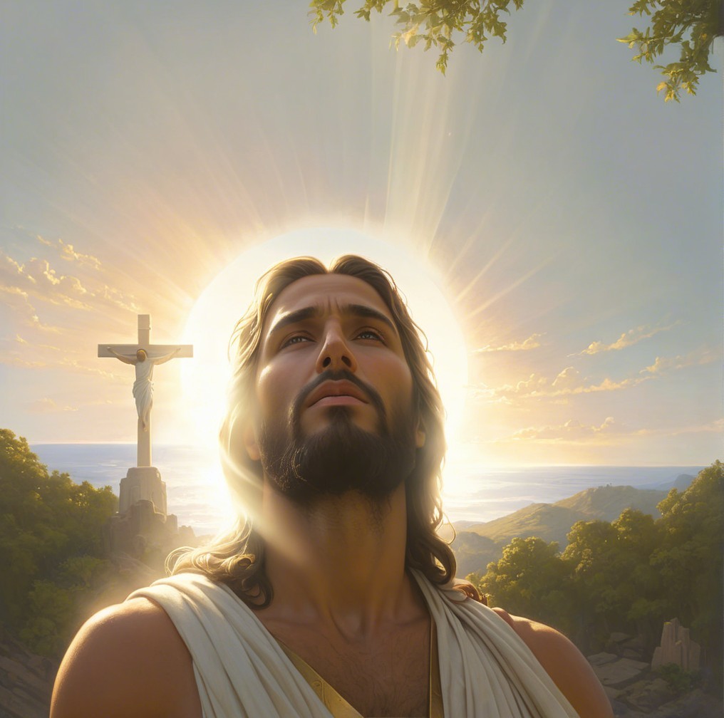 Religious Leader in Serene Natural Setting with Cross