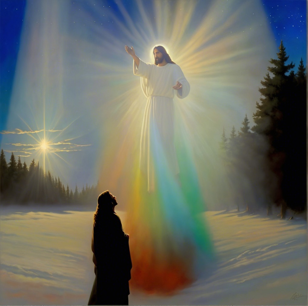 Winter Landscape with Divine Figure and Ethereal Light
