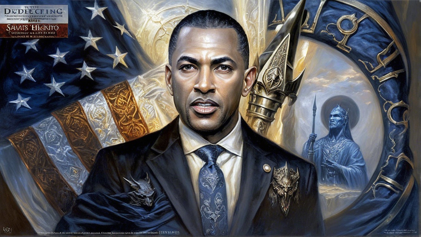 Portrait of a Man in Suit with American Flag Background
