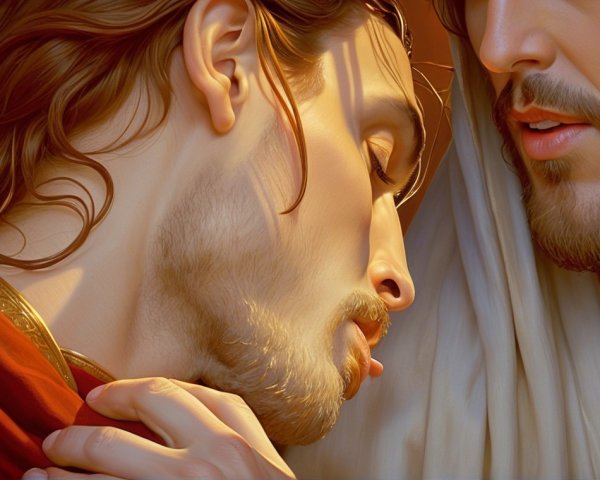 Intimate Moment of Two Figures in Soft Lighting