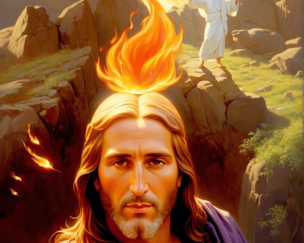 Radiant Jesus Figure in Dramatic Landscape Art