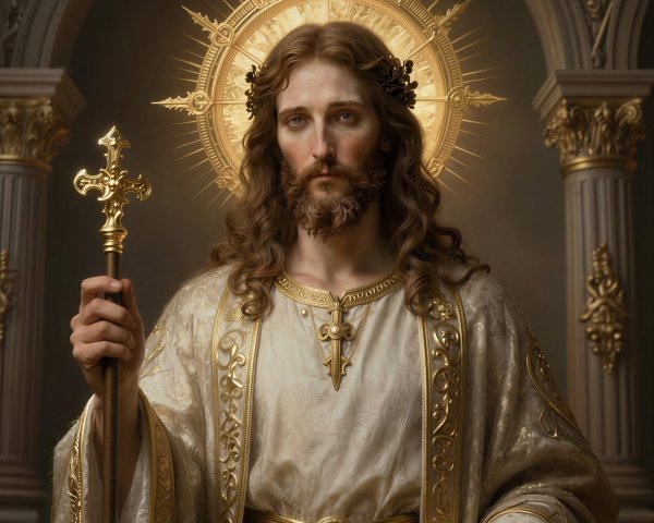 Hyperrealistic Portrait of Celestial Jesus Christ