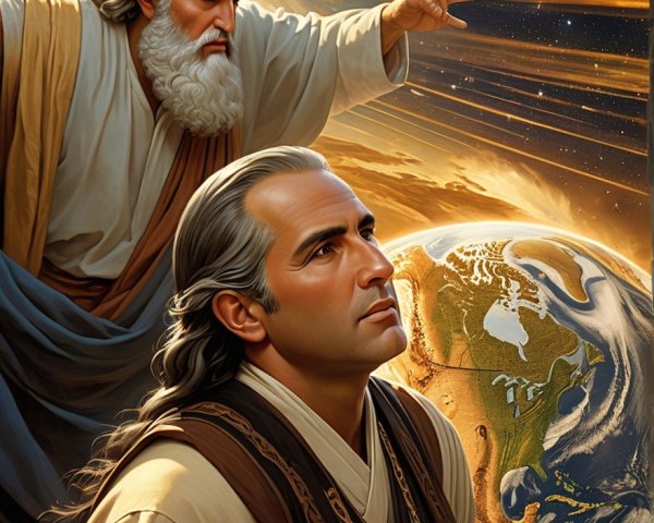 Celestial Scene with Divine Figure and Contemplative Man