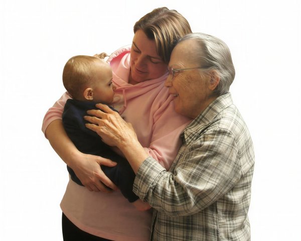 Caucasian Mother and Elderly Woman with Baby in Shot
