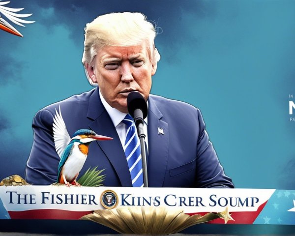 Man in Suit Speaking with Kingfisher Illustrations