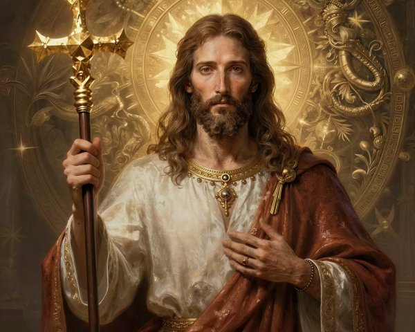 Detailed Portrait of Jesus Christ with Radiant Attire