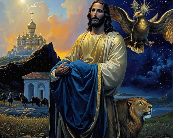 Serene Christ Figure in a Picturesque Landscape