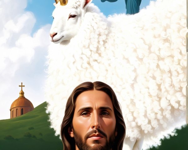 Serene Landscape with Sheep and Guiding Figure