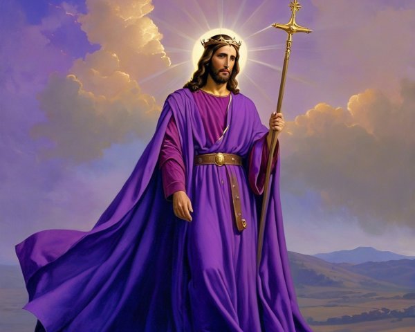 Majestic Figure in Purple Robe and Golden Crown
