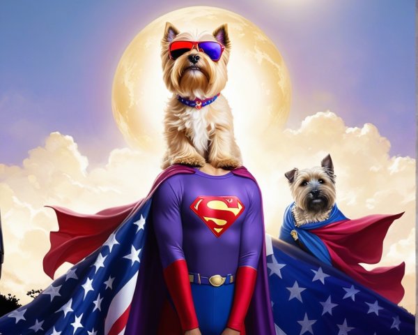 Adorable Dogs as Superheroes with Vibrant Cape