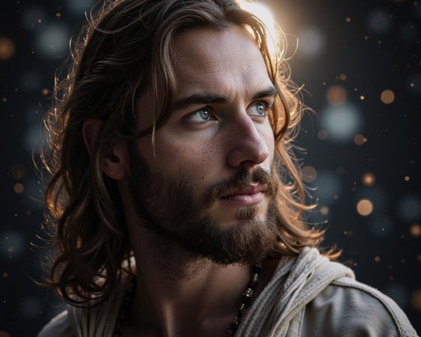 Contemplative Young Man in Soft, Warm Light
