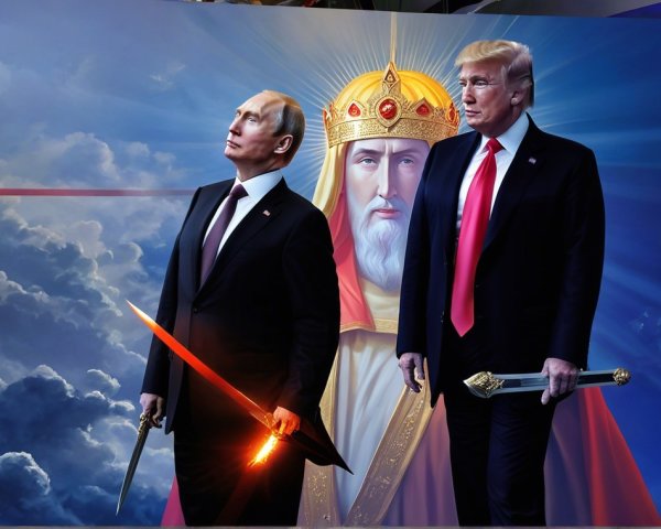 Figures with swords in a dramatic cloud backdrop