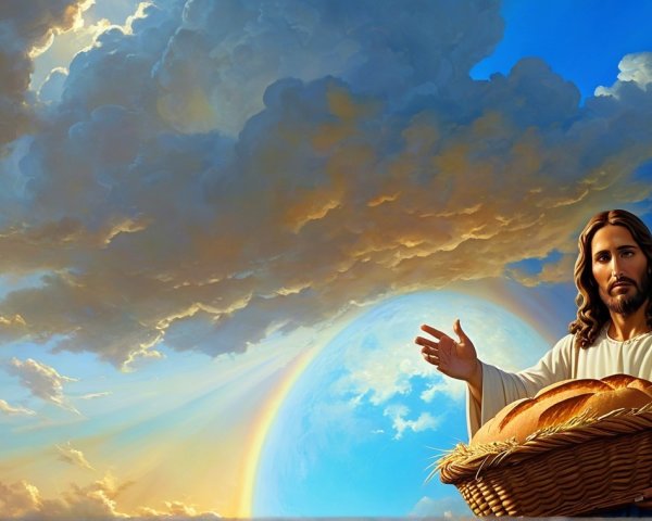 Serene Sky with Dramatic Clouds and Divine Presence