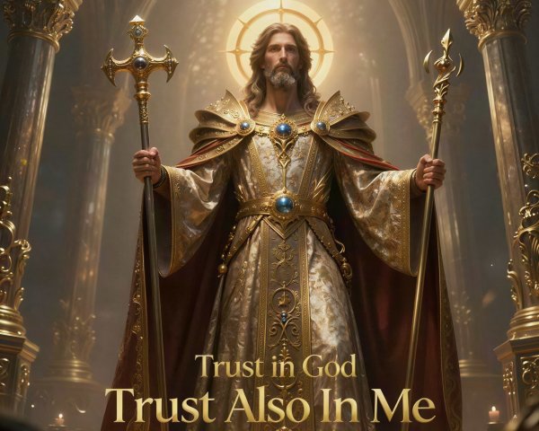 Majestic Illustration of Jesus Christ in Grand Hall