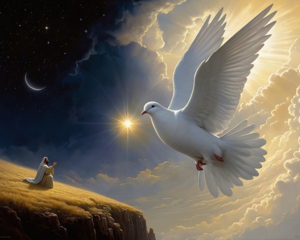 Spiritual Scene of Prayer Under Starry Night Sky