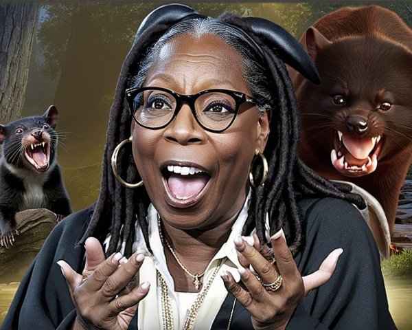 Woman with Dreadlocks in Playful Natural Setting