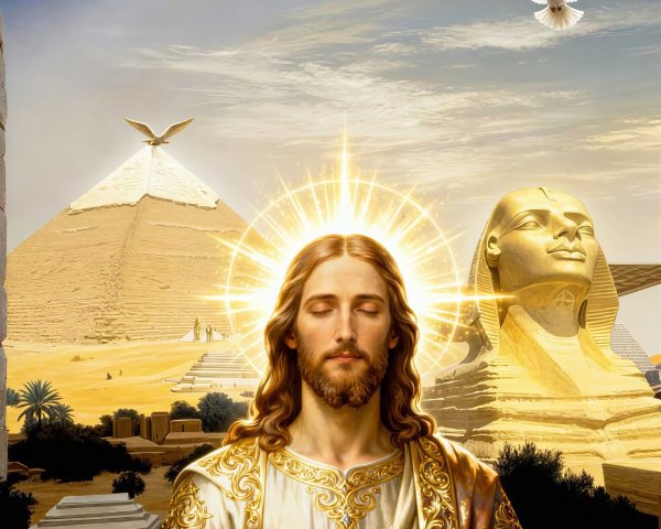 Digital Painting of Jesus Christ in Egyptian Landscape