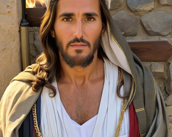 Traditional Middle Eastern Man in Robe and Head Covering