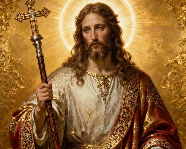 Detailed Oil Painting of Jesus Christ with Halo